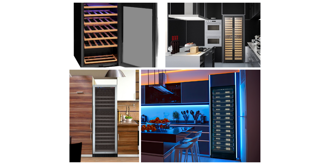 Image showing collage of built in and free standing wine fridges