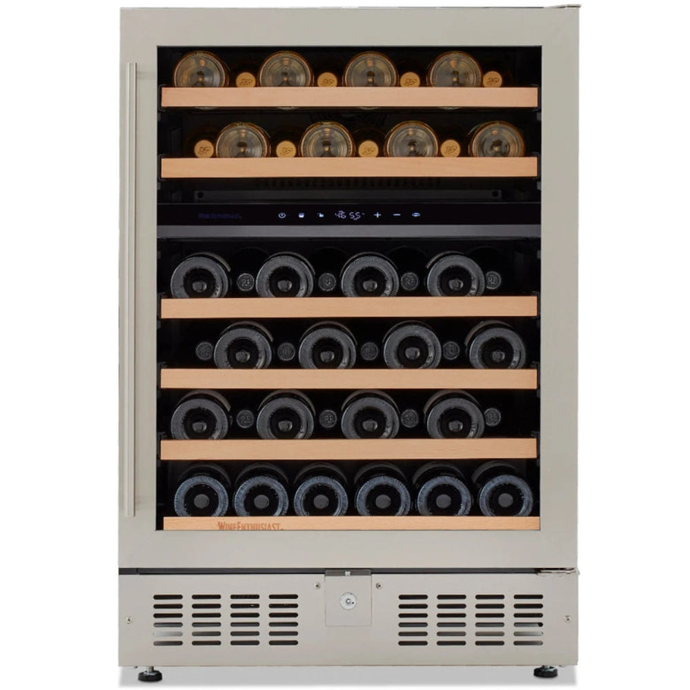 Wine Enthusiast 24” Undercounter Dual Zone Wine Cellar – 46 Bottle, Stainless Steel, Right Hinge
