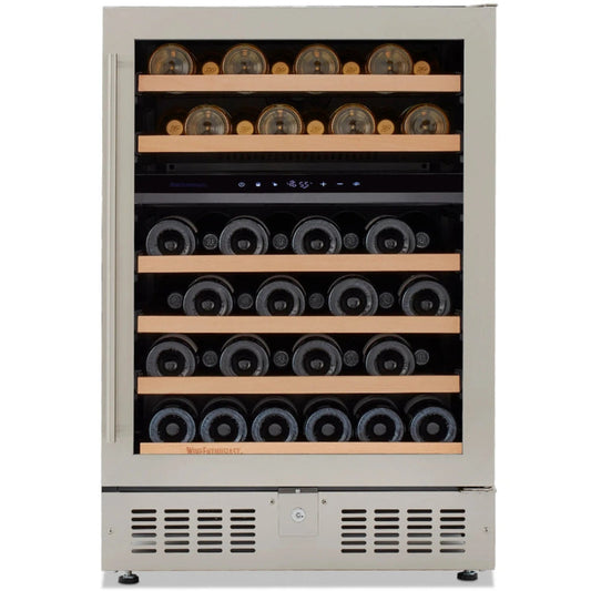 Wine Enthusiast 24” Undercounter Dual Zone Wine Cellar – 46 Bottle, Stainless Steel, Right Hinge