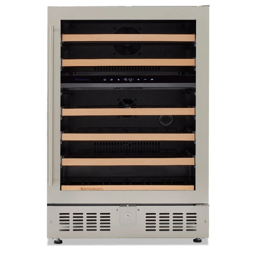 Wine Enthusiast 24” Undercounter Dual Zone Wine Cellar – 46 Bottle, Stainless Steel, Right Hinge