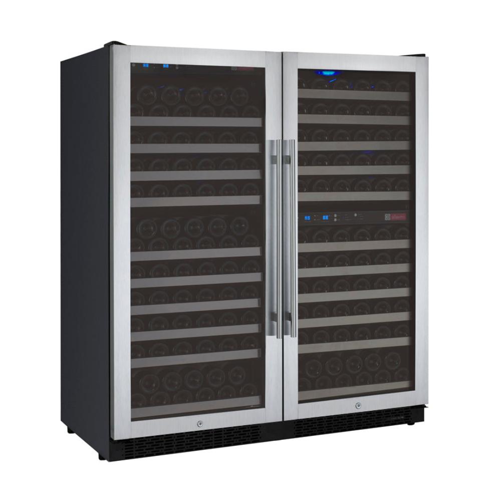 Stainless steel triple-zone wine cooler with French doors