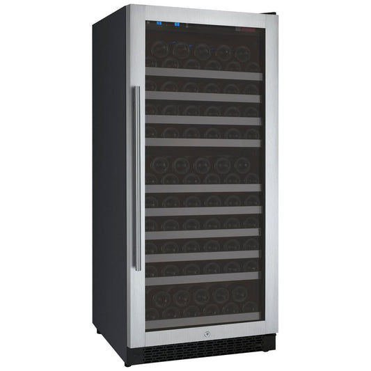 Allavino FlexCount II Single Zone Wine Refrigerator in sleek black and stainless steel design, suitable for high-end homes