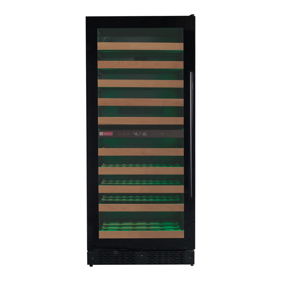 Allavino wine refrigerator with UV-protective black glass door, preventing harmful light exposure to stored wines.