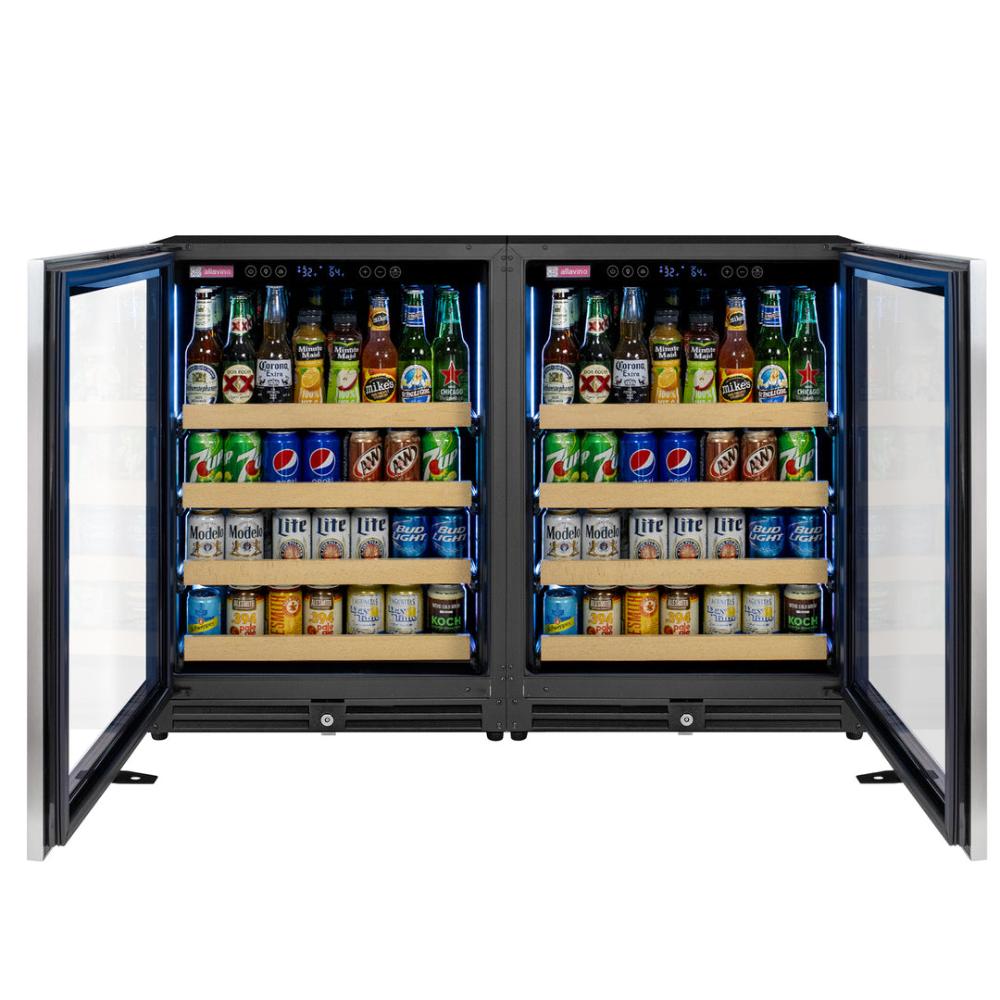French door wine and can cooler with digital temperature controls