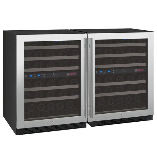 112-bottle stainless steel wine cooler with French doors