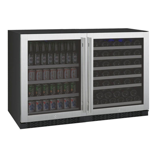 Triple-zone stainless steel wine and beverage cooler with French doors