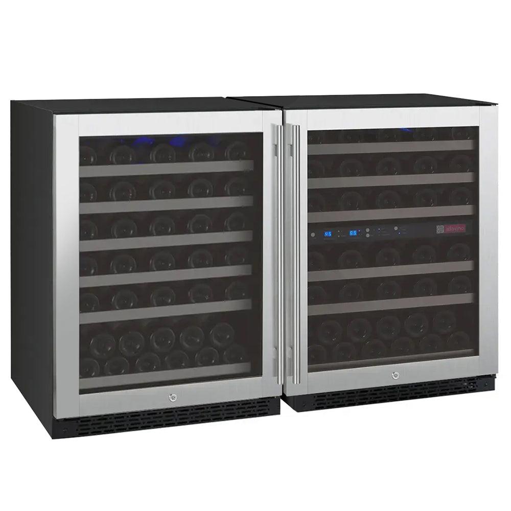 Triple zone stainless steel wine cooler with French doors