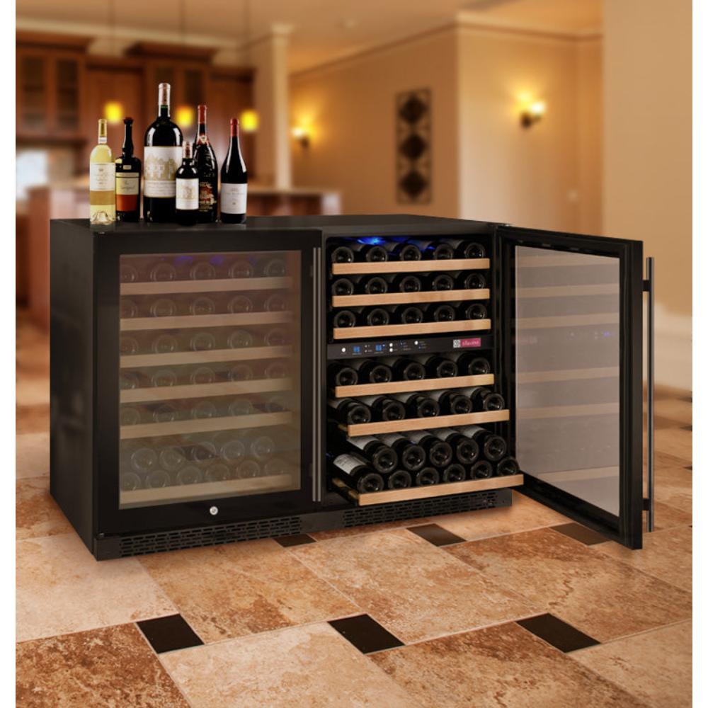Allavino FlexCount 112-Bottle Triple Zone Built-In Wine Fridge – Side-by-Side, Black Doors