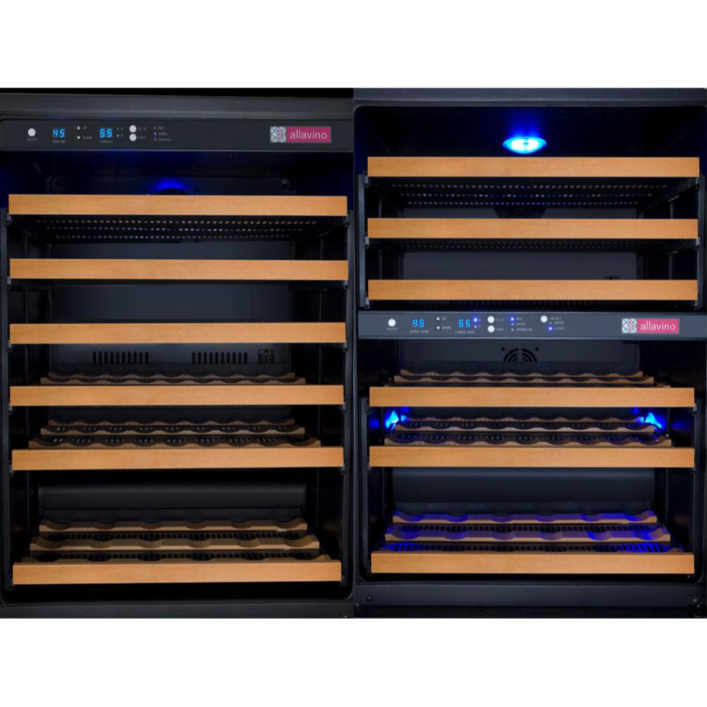 Allavino FlexCount 112-Bottle Triple Zone Built-In Wine Fridge – Side-by-Side, Black Doors