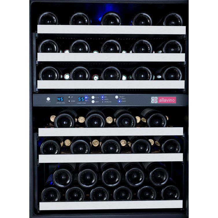 Allavino FlexCount Series 56-Bottle Dual Zone Built-In Wine Refrigerator – Stainless Steel Door, Right Hinge