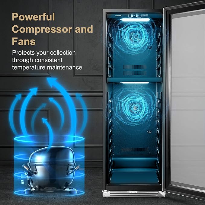 LanboPro 153-Bottle Dual Zone Wine Cooler – Efficient Cooling, Sleek Design