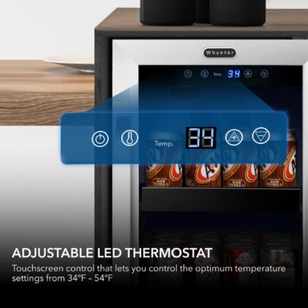 Whynter 15" Built-In/Undercounter Beverage Refrigerator - 112 Can, Stainless Steel