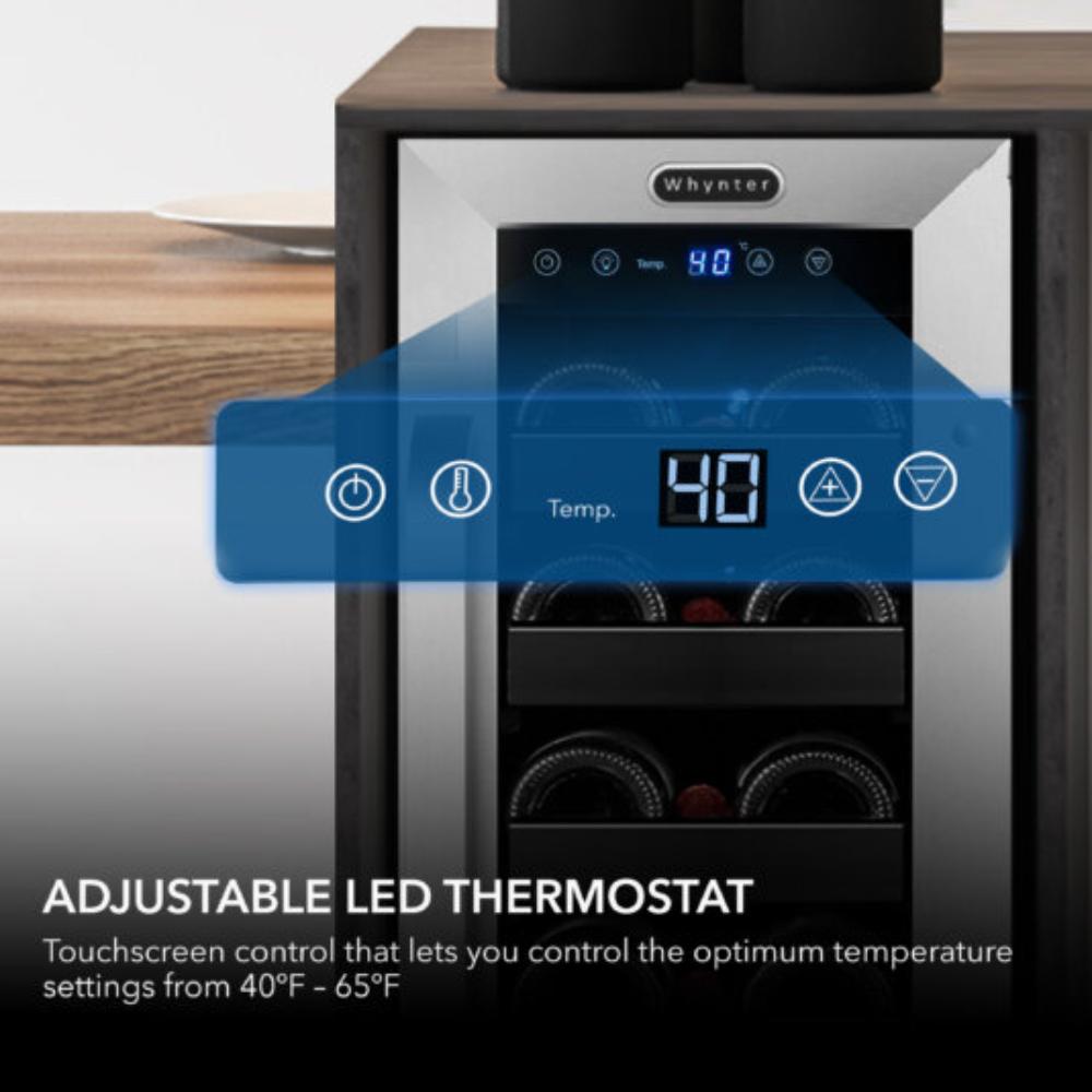 Whynter 12" 20-Bottle Single Zone Built-In/Undercounter Stainless Steel Wine Refrigerator