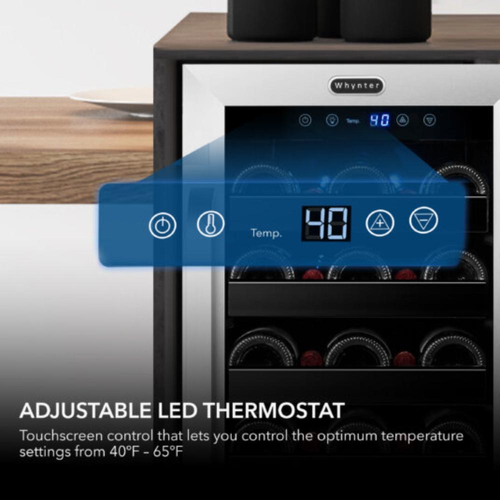 Whynter 15" 33-Bottle Single Zone Built-In/Undercounter Stainless Steel Wine Refrigerator