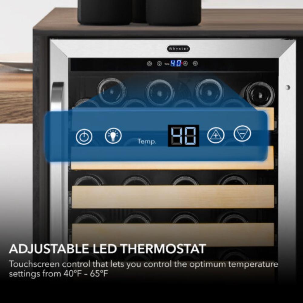 Whynter 24" 54-Bottle Single Zone Built-In/Undercounter Stainless Steel Wine Refrigerator