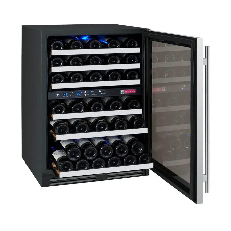 Allavino FlexCount Series 56-Bottle Dual Zone Built-In Wine Refrigerator – Stainless Steel Door, Right Hinge