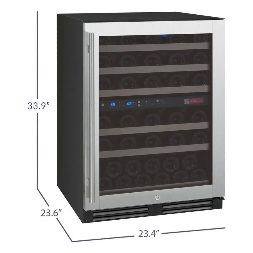 Allavino FlexCount Series 56-Bottle Dual Zone Built-In Wine Refrigerator – Stainless Steel Door, Right Hinge