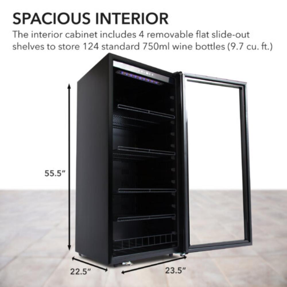 Whynter 124-Bottle Single Zone Freestanding Black Wine Refrigerator