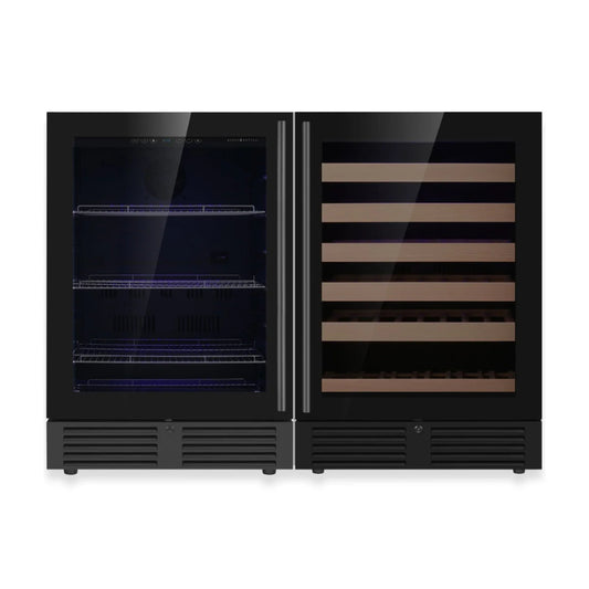 Dual zone built-in wine cooler and beverage fridge