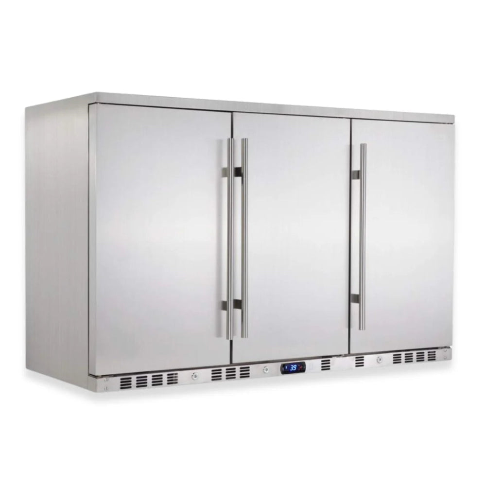 Outdoor-rated beverage refrigerator with 324-can capacity