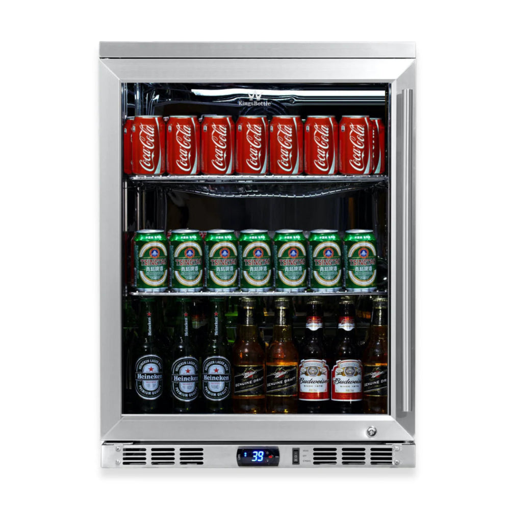 Luxury undercounter beverage fridge with anti-condensation glass