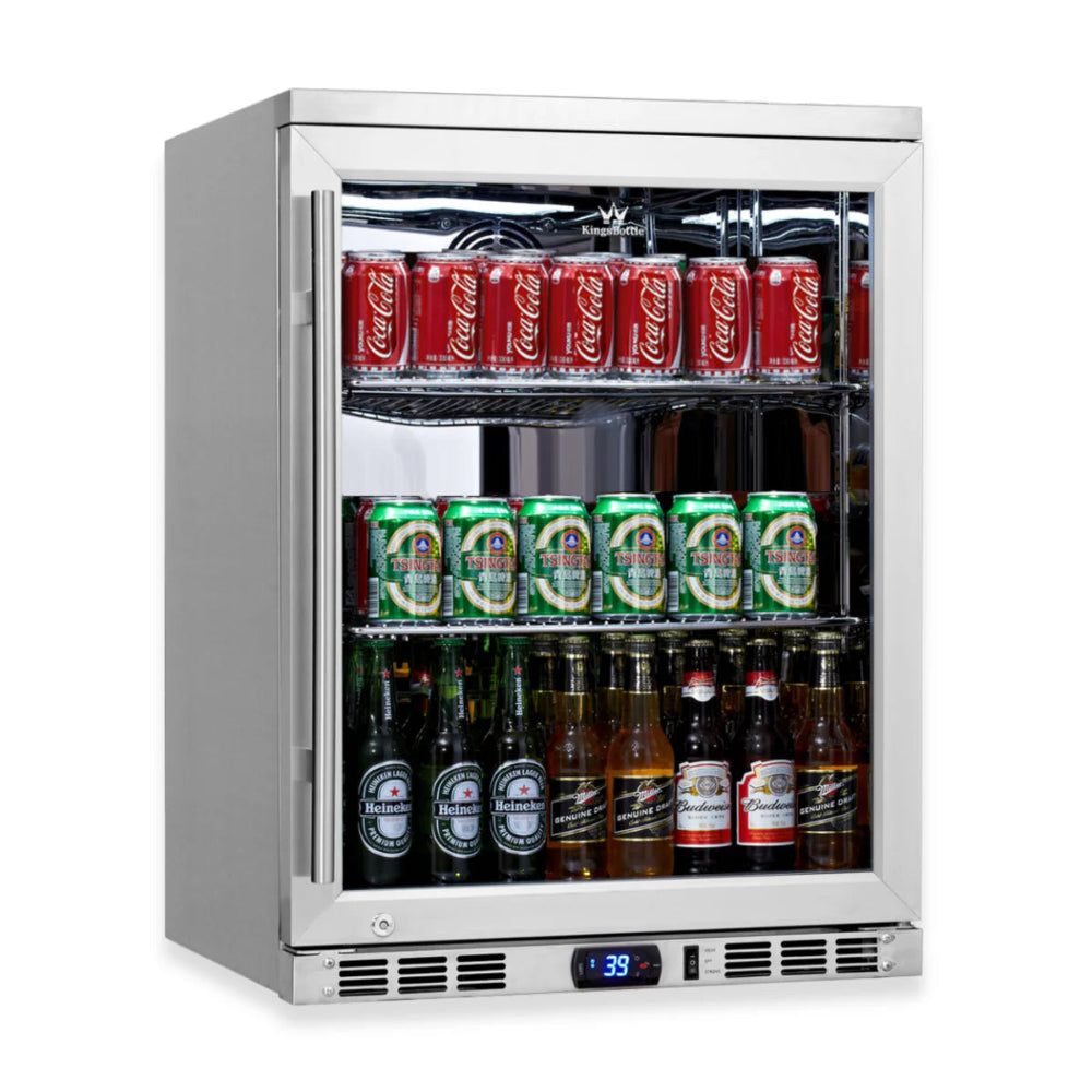 KingsBottle 24" - 126 Cans - Undercounter Beverage Cooler – Heated Glass Door, Left Hinge