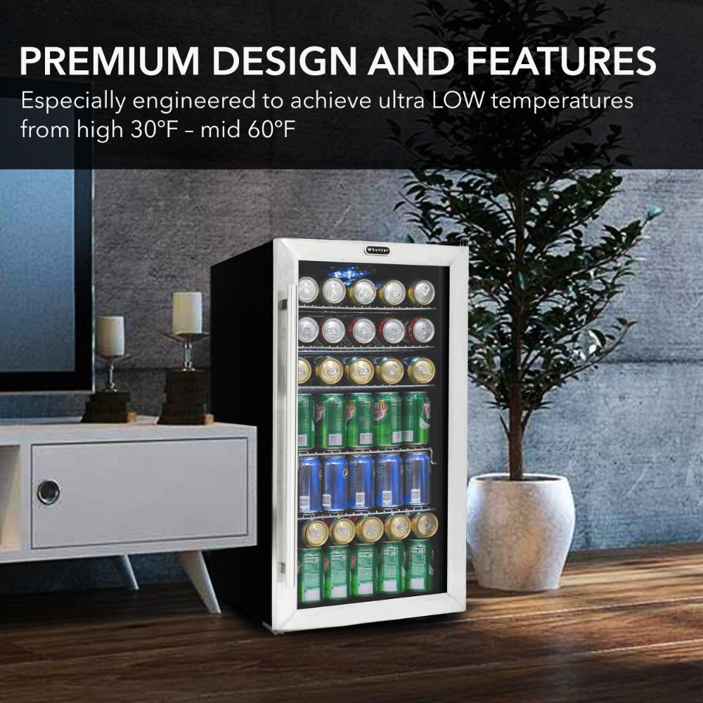 Whynter 17" Freestanding Beverage Refrigerator - 127 Can, Stainless Steel