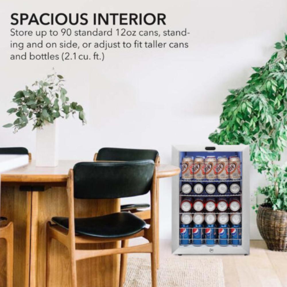 Whynter 17" Freestanding Beverage Refrigerator - 90 Can, Stainless Steel