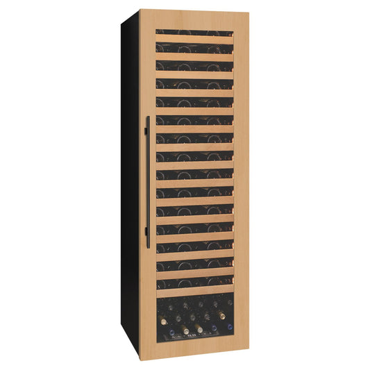Allavino wine refrigerator featuring UV-protective glass and a customizable overlay panel on the door.