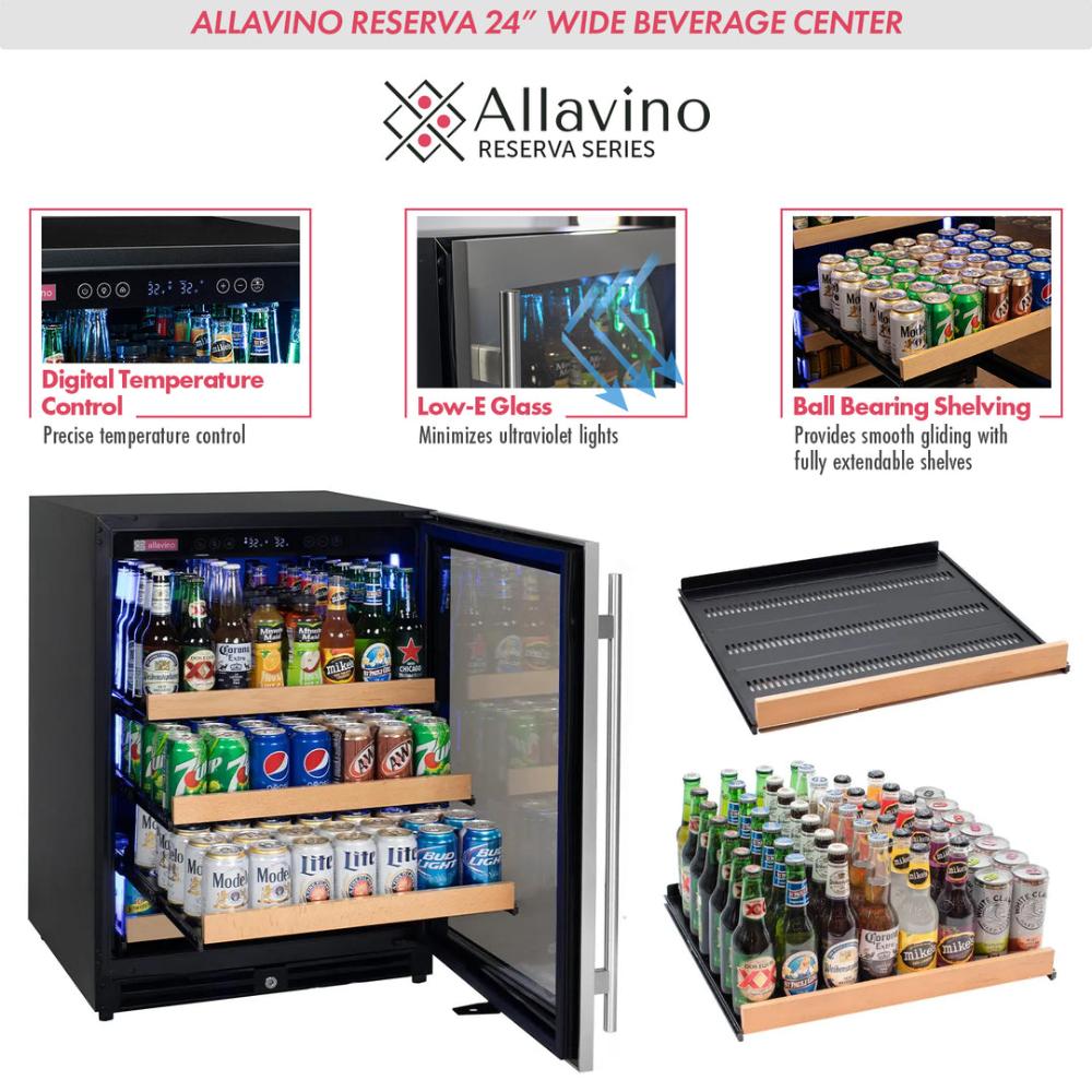 Allavino Reserva Series French Door Beverage Center – Stainless Steel Doors, Undercounter Design