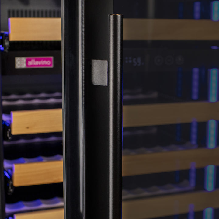 Allavino Reserva Series 119-Bottle 55” Tall Dual Zone Wine Refrigerator – Black Glass, Left Hinge