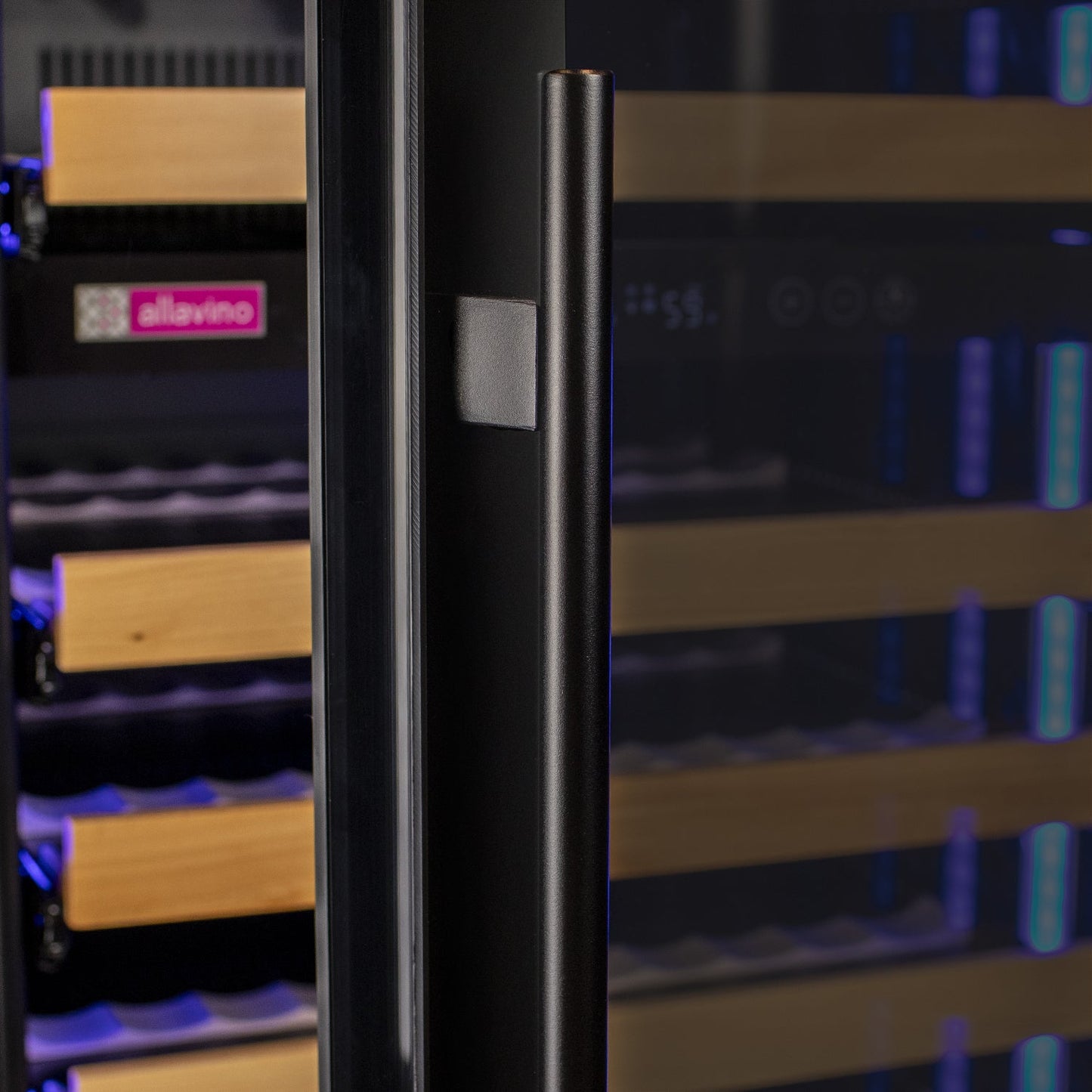 Allavino Reserva Series 119-Bottle 55” Tall Dual Zone Wine Refrigerator – Black Glass, Right Hinge