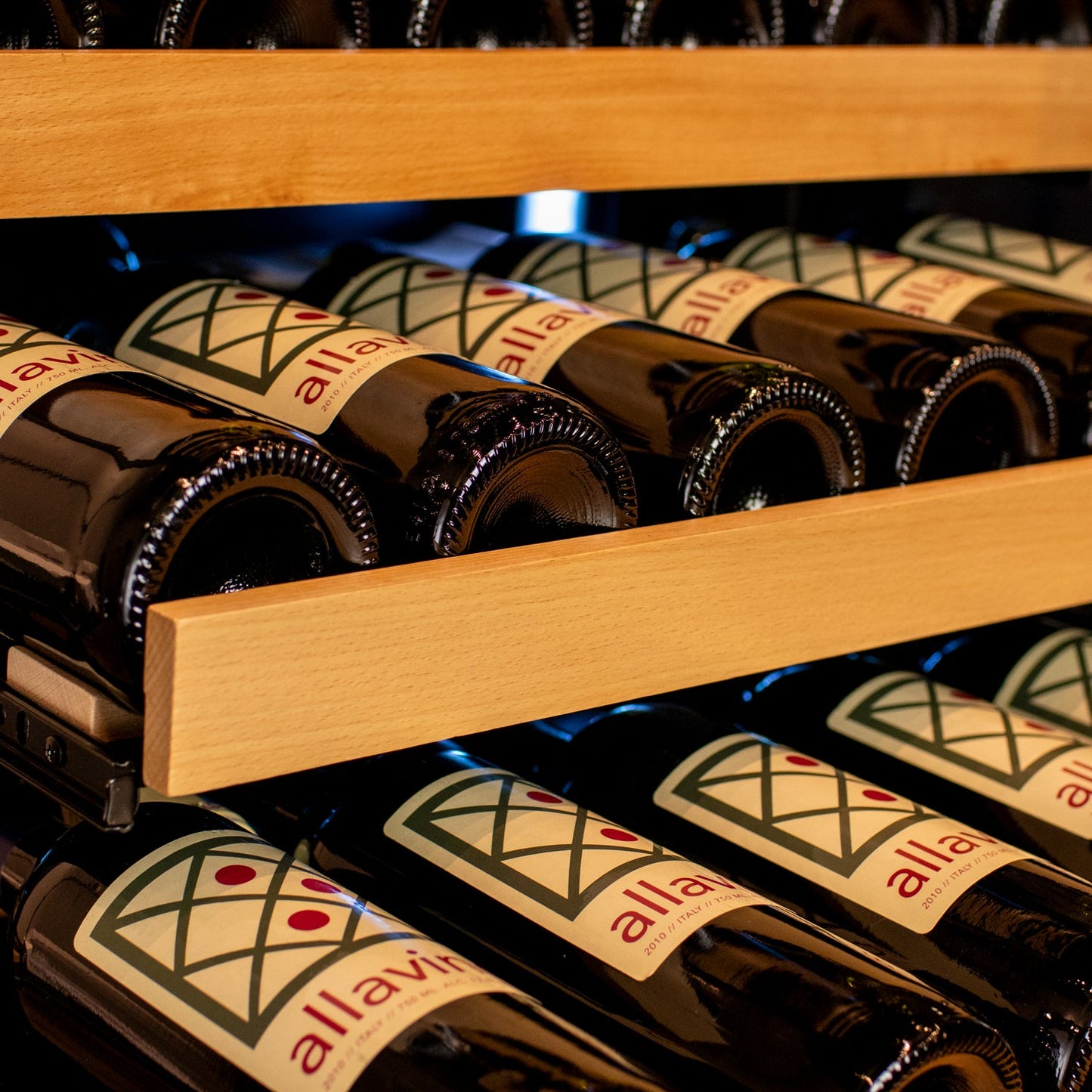 Allavino Reserva Series 163-Bottle 71” Tall Single Zone Wine Refrigerator – Black Glass Door, Right Hinge