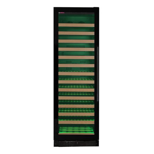 163 bottle wine cooler with customizable Green LED lighting