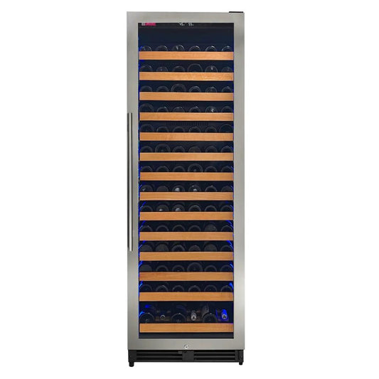 Tall 24-inch single-zone wine cooler with stainless steel right-hinged door