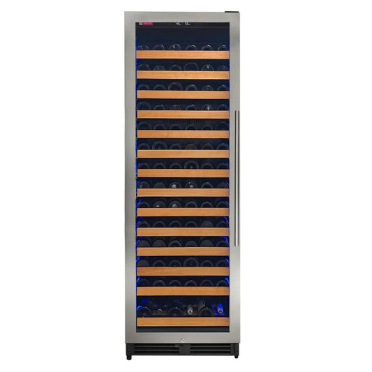 Tall 24-inch single-zone wine cooler with stainless steel left-hinged door
