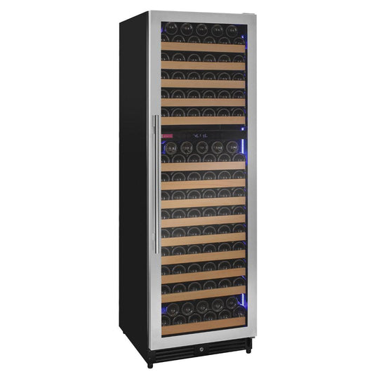 24-inch stainless steel dual zone wine cooler with door closed