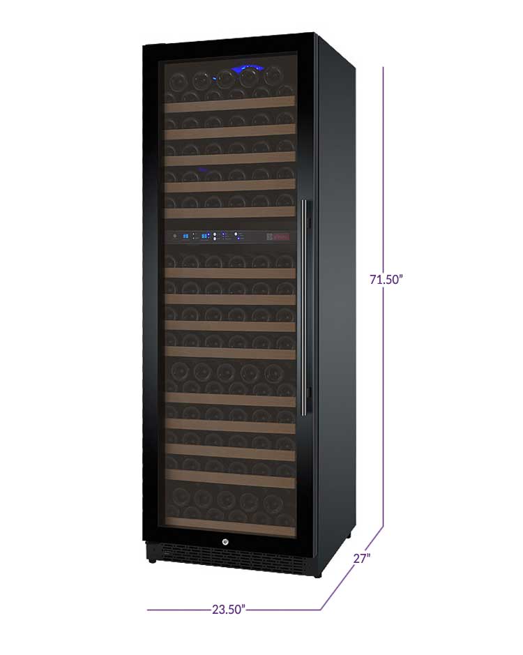 Allavino 24” Wide FlexCount II TruVino 172-Bottle Dual Zone Wine Refrigerator – Black, Left Hinge