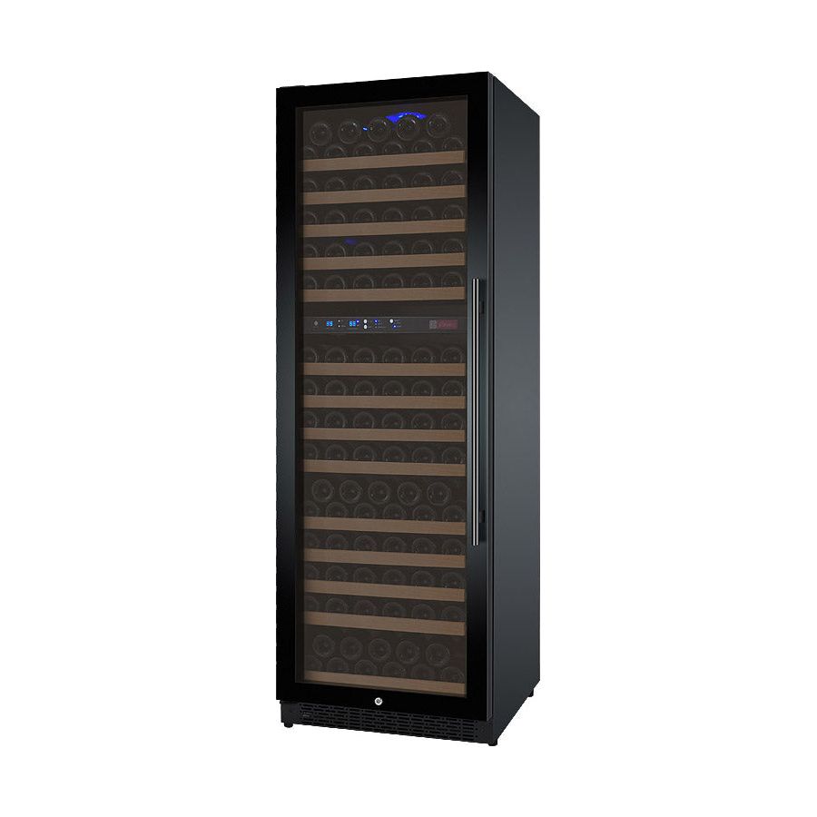 Front view of the Allavino FlexCount II Dual Zone Wine Refrigerator with UV-protective glass door, holding up to 172 wine bottles