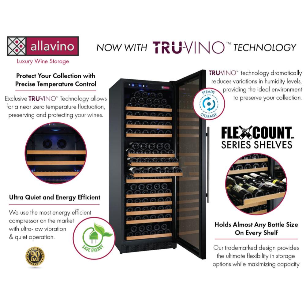 Allavino FlexCount 349-Bottle Triple Zone Wine Fridge – Tall Side-by-Side, Black Doors