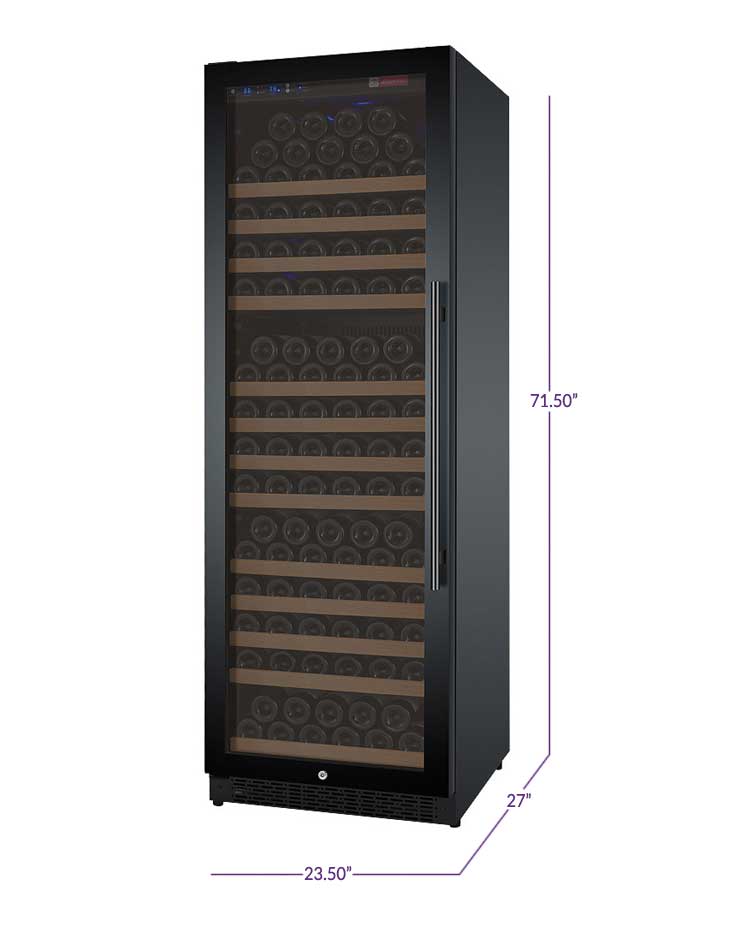 Allavino 24” Wide FlexCount II TruVino 177-Bottle Single Zone Wine Refrigerator – Black, Left Hinge