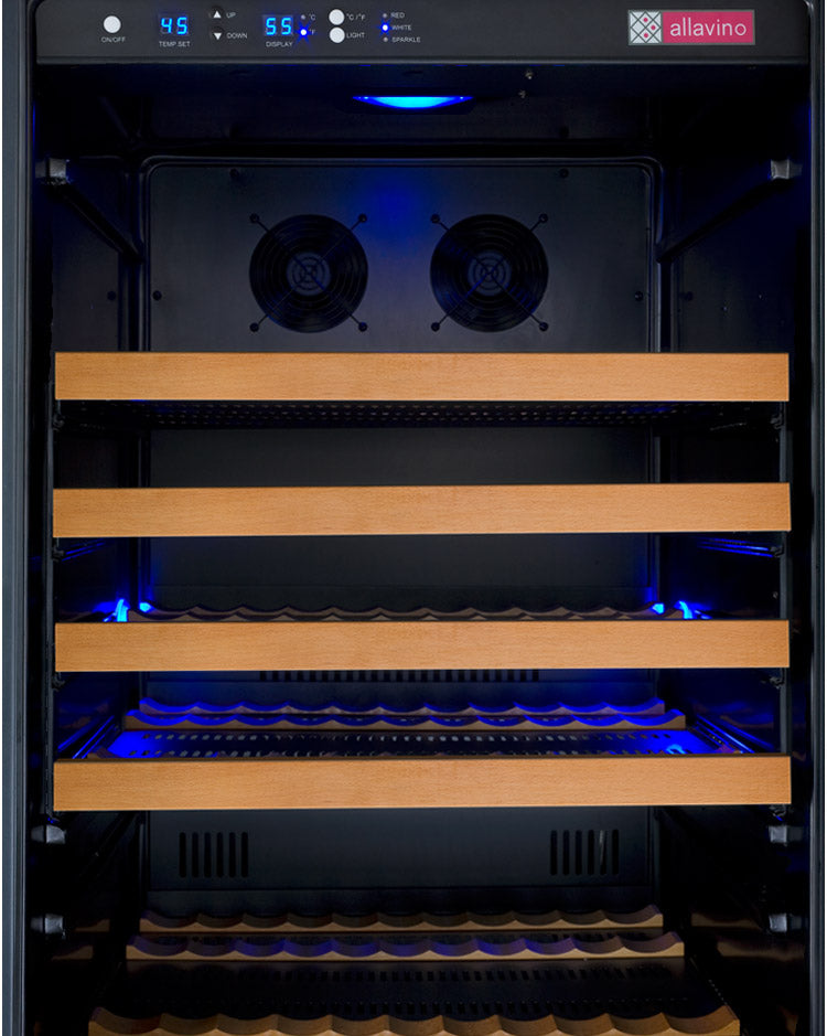 Close-up  Top Zone of FlexCount shelving featuring indentations to securely cradle wine bottles.