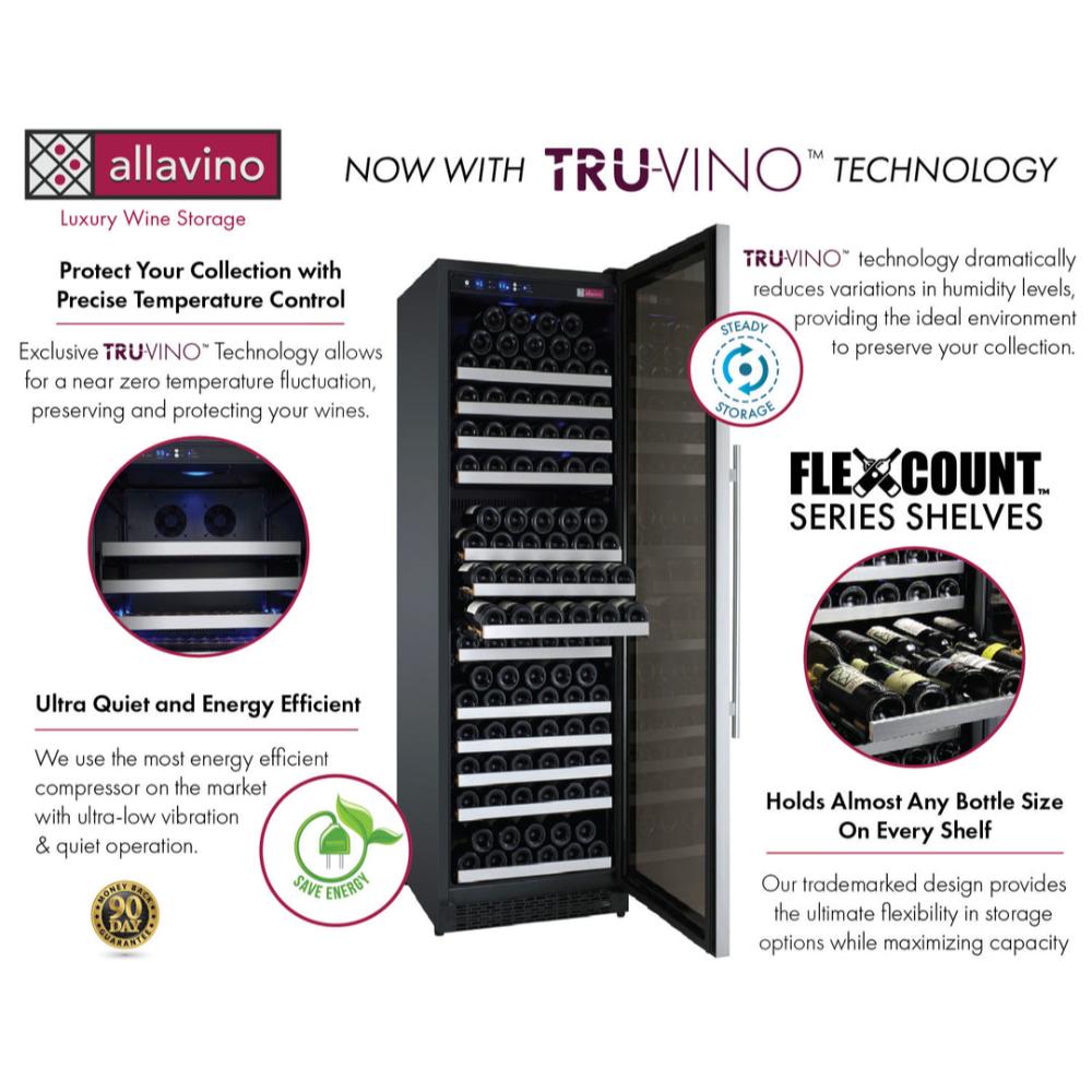 Allavino FlexCount 249-Bottle Triple Zone Side-by-Side Wine Fridge – Semi-Tall, Stainless Steel Doors