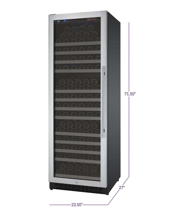 Allavino 24” Wide FlexCount II TruVino 177-Bottle Single Zone Wine Refrigerator – Stainless Steel, Left Hinge