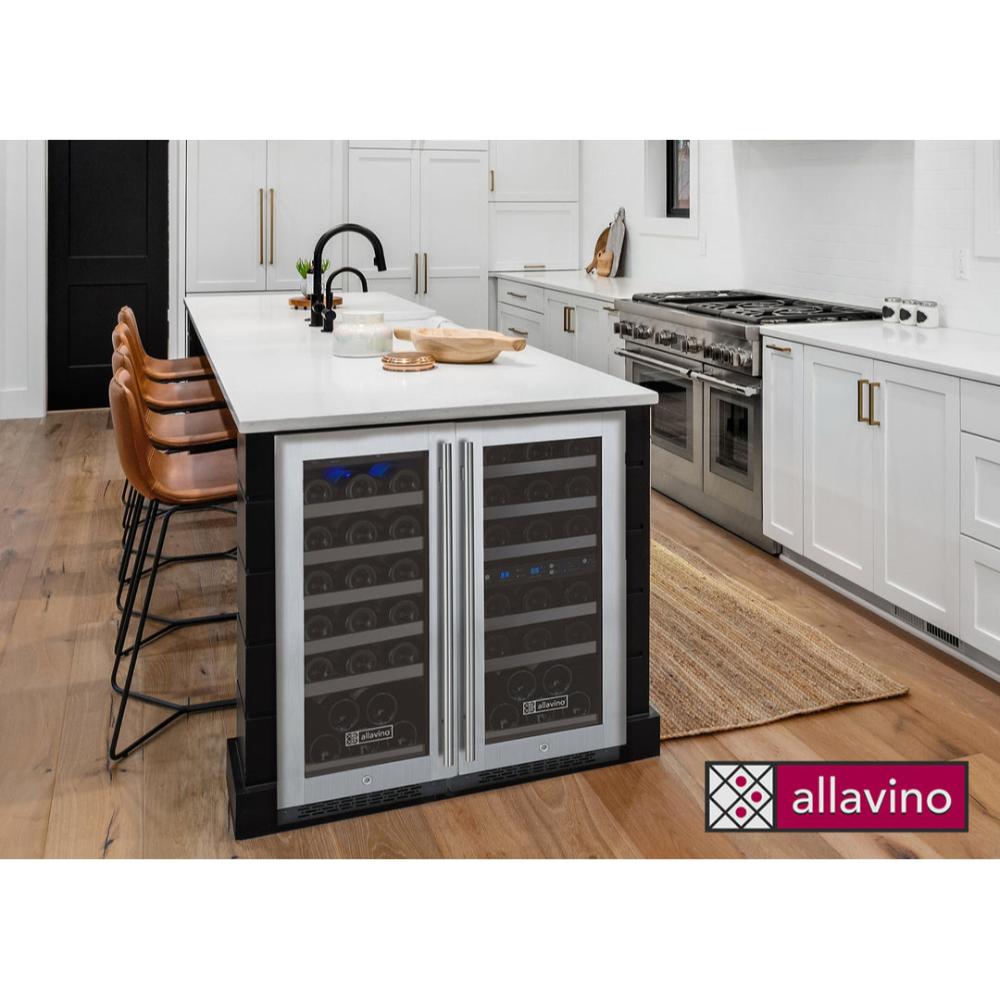 Allavino FlexCount 60-Bottle Triple Zone Undercounter Wine Fridge – Side-by-Side, Stainless Steel Doors