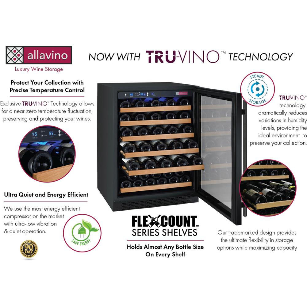 Allavino FlexCount 112-Bottle Triple Zone Built-In Wine Fridge – Side-by-Side, Black Doors