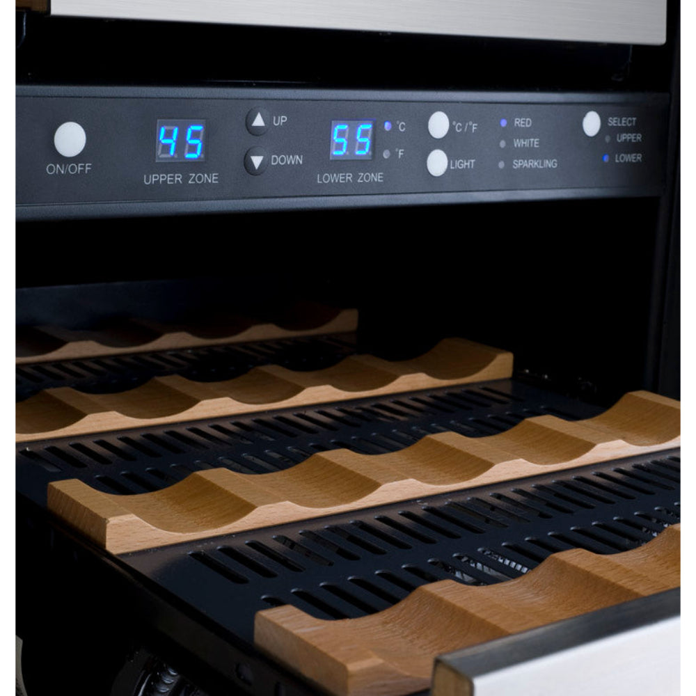Allavino 15” FlexCount II Tru-Vino Dual Zone 30 Bottle Wine Refrigerator - Stainless Steel Right Hinge