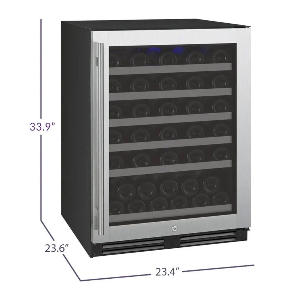 Allavino FlexCount Series Single Zone 56 Bottle Undercounter Wine Refrigerator - Stainless Steel Door, Right Hinge