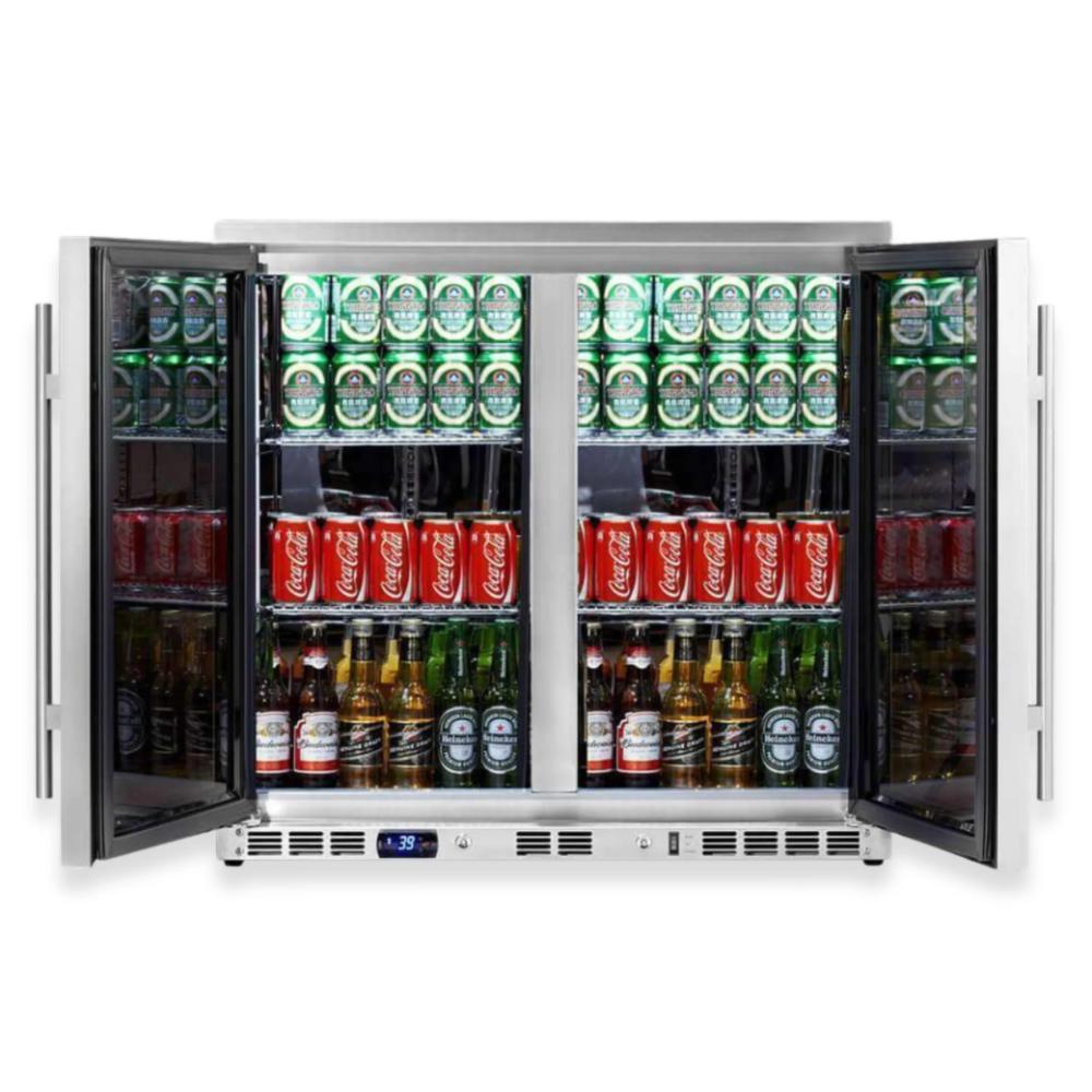 KingBottle 36" - 198 Can - Built-In Beverage Fridge - Heated Glass Door