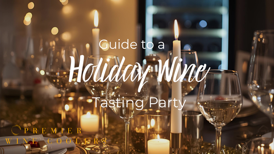 Holiday wine tasting table with candles and wine glasses